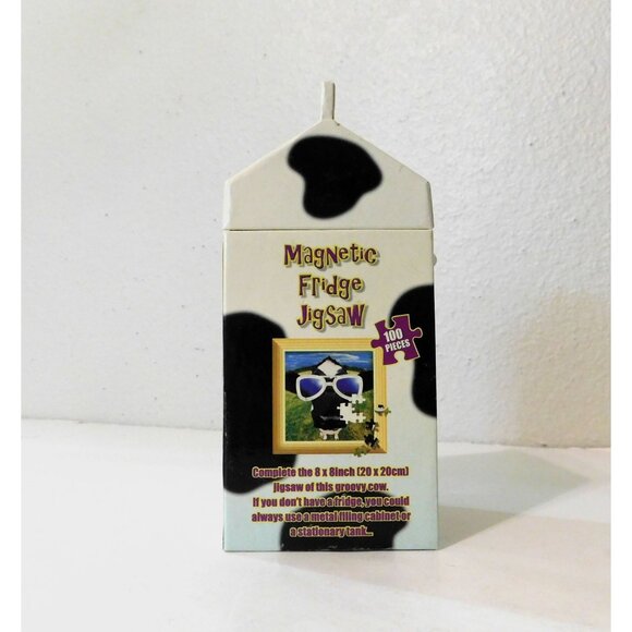 Cow Theme Magnetic Fridge Jigsaw Loncraine Broxton Milk Carton 100-Piece Puzzle - Picture 3 of 7